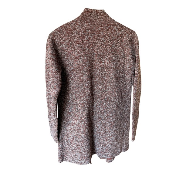 Ann Taylor‎ XS Marled Burgundy Open Front Cardigan Sweater Pockets - Picture 2 of 11